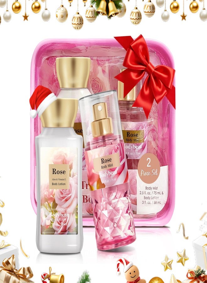 Bodybeau مجموعة هدايا للعناية بالجسم للنساء والفتيات، برائحة الورد، قطعتان: لوشن للجسم، معطر للجسم، مجموعة سفر شخصية محمولة للعناية بالجسم، هدية مثالية لأعياد الميلاد وعيد الأم لها وله - Image 2